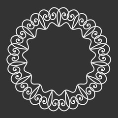 Round frame on a dark background. Vector illustration