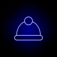 winter cap line icon in neon style. Element of winter sport illustration. Signs and symbols icon can be used for web, logo, mobile app, UI, UX