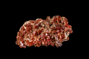 Macro mineral stone Vanadinite on a black background