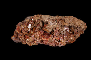 Macro mineral stone Vanadinite on a black background