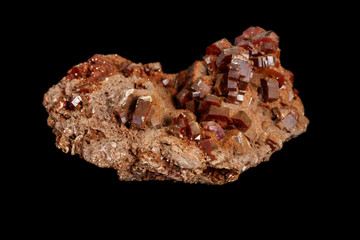Macro mineral stone Vanadinite on a black background