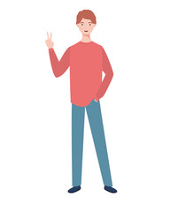 young man standing on white background