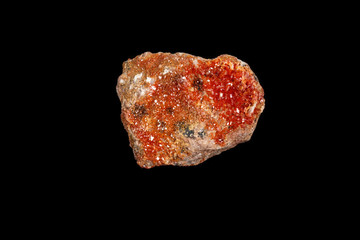 Macro mineral stone Vanadinite on a black background