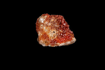 Macro mineral stone Vanadinite on a black background