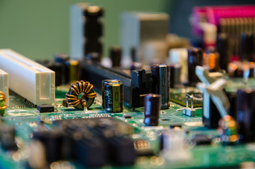 Electronic circuit board. Computer integrated circuit board.