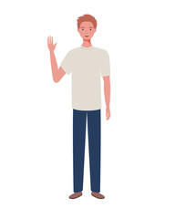 young man standing on white background