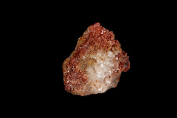 Macro mineral stone Vanadinite on a black background