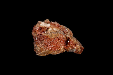 Macro mineral stone Vanadinite on a black background