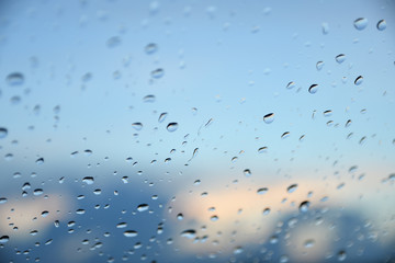 abstract drops glass background / texture fog rain, seasonal background, clear glass with water