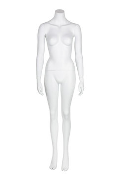 Female mannequin headless front isolated on white with clipping path