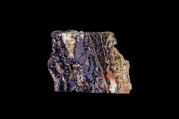 macro stone Fluorite mineral on a black background