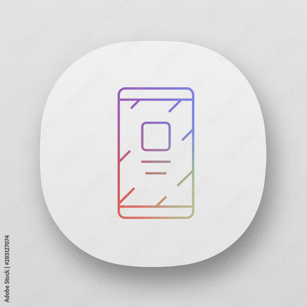 Poster cell phone, smartphone app icon. ui/ux user interface. web or mobile application. modern telephone v