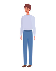 young man standing on white background