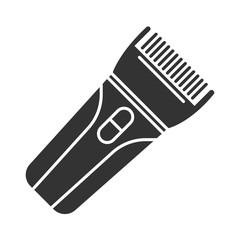 Hair clipper glyph icon. Electric hair trimmer. Haircutting machine. Implement for making short haircut. Professional man hairstyling. Silhouette symbol. Negative space. Vector isolated illustration