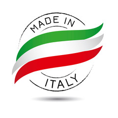 Made in italy quality label on the white background.