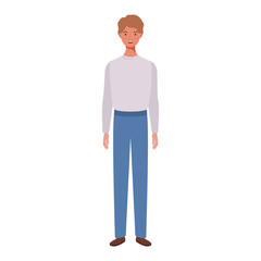 young man standing on white background