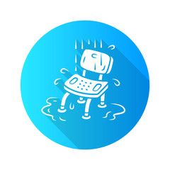 Shower chair flat design long shadow glyph icon. Device for physically disabled people. Paralyzed patient personal hygiene equipment. Hospital shower room item. Vector silhouette illustration