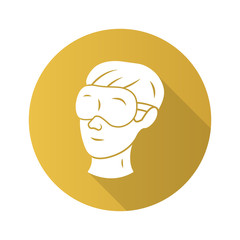 Sleeping eyemask flat design long shadow glyph icon. Eye mask, eyepatch, night blindfold. Sleeping accessory for eyes rest and relax. Travelling, trip equipment, item Vector silhouette illustration