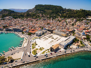 Fototapeta na wymiar Aerial view of Zakynthos city in Zante island, in Greece