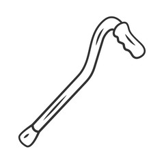 Walking cane, stick linear icon. Mobility aid device for disabled people. Elderly person walking assistance.Thin line illustration. Contour symbol. Vector isolated outline drawing. Editable stroke