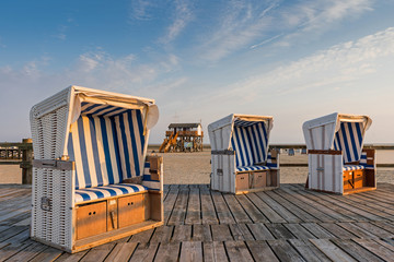 Strandkörbe auf dem Strand von St. Peter-Ording; Nordfriesland; Deutschland
