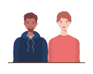 young men on white background