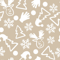Vector Christmas doodle seamless pattern repeat background