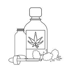 cannabis martihuana sativa hemp cartoon in black and white