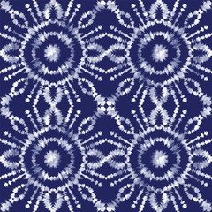 Vector shibori japanese indigo motifs seamless pattern background