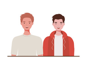 young men on white background