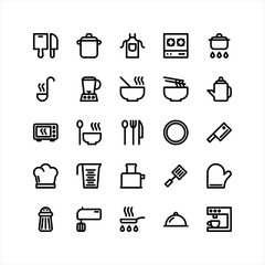 Cooking Vector Icon Set with Bold Line isolated on white background