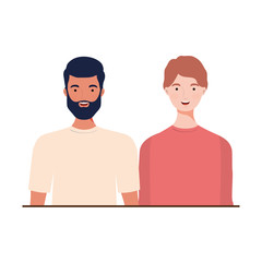 young men on white background