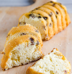 Sweet bread with raisins baked for christmas