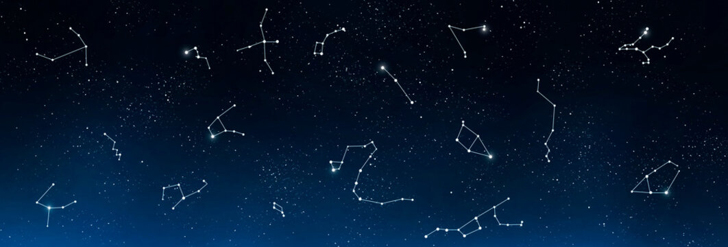 Universe background with set of famous constellations