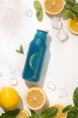 Creative Blue healthy detox water with fresh lemons and mint