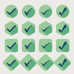 Isolated blue and green checkmark in a white background. Ideal for application, website or clip art.