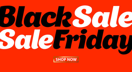 Banner black friday sale poster on an orange background. Template for website, brochure or card. Vector illustration