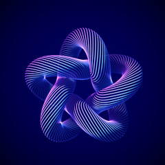 3D abstract creative background or decoration element. Abstract geometric star. Information technology, modern science or big data and artificial intelligence concept. EPS10, vector illustration.