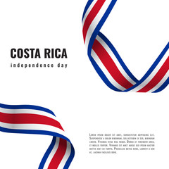 Costa Rica Independence Day ribbon banner illustration