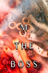 Iam the boss text with joints and ashes background fifty megapixels prints