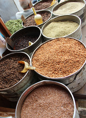 Mix of oriental spices on the market