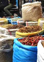Mix of oriental spices on the market