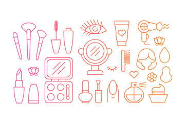 Cosmetics Set Icons. Beauty concept vector illustration.