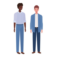 young men standing on white background