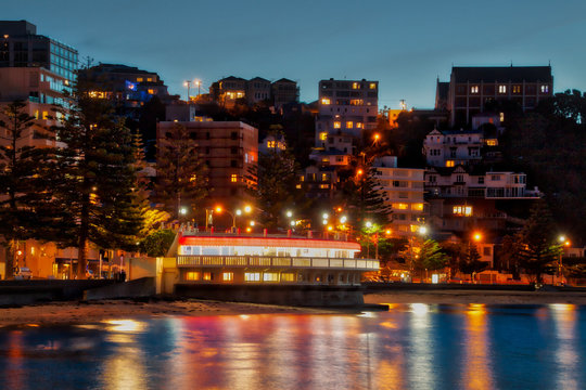 Wellington City Oriental Bay Rotunda after dark