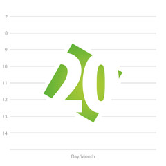 2020 Calendar day 20 planner green background template