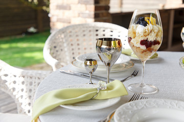 Sweet Dessert in big glasses