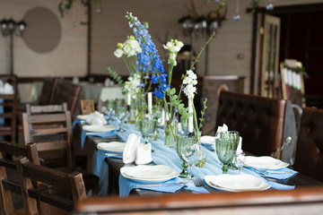 wedding festive table setting in a restaurant
