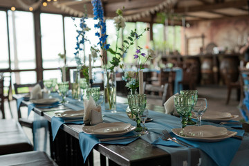 wedding festive table setting in a restaurant