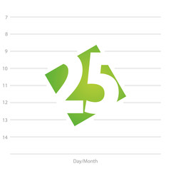 2020 Calendar day 25 planner green background template